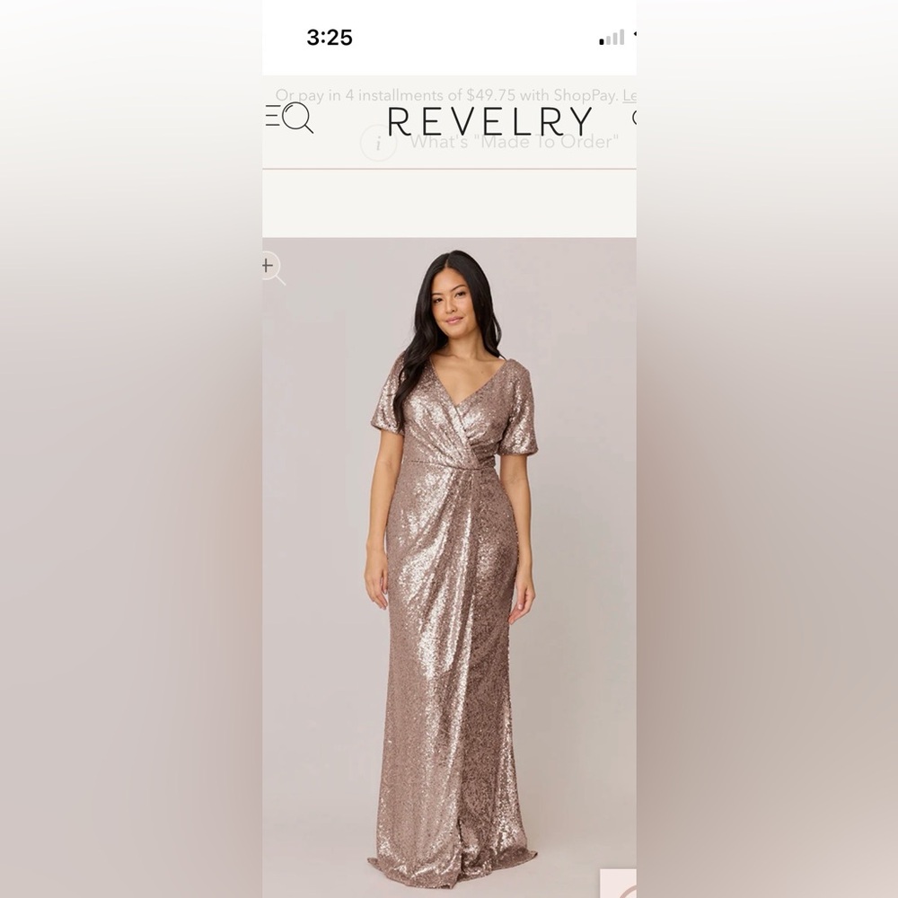 Revelry Giselle Sequin Dress-Matte Champagne Size 14